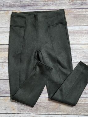 SPANX Faux Suede Green Leggings Size Small